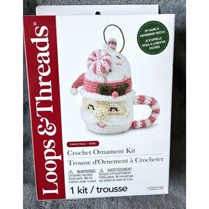NEW Loops & Threads Crochet Christmas Ornament Kit Peppermint Mocha